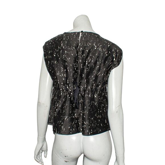 ISABEL MARANT UDNY Blouse Black Drawstring Waist Wool Blend Size 1 - Picture 2 of 11